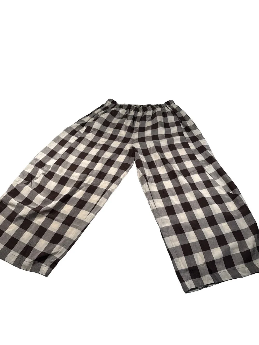 ZW Collection Gingham / Plaid Brown Flowy Pants from Zara Size XL New With Tags